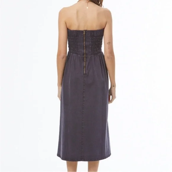 YOUNG FABULOUS & BROKE denim tube strapless midi dress - Picture 4 of 8